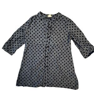 Zadie B's Tunic Blouse Women's Size‎ Medium Blue Polka Dots Button Front